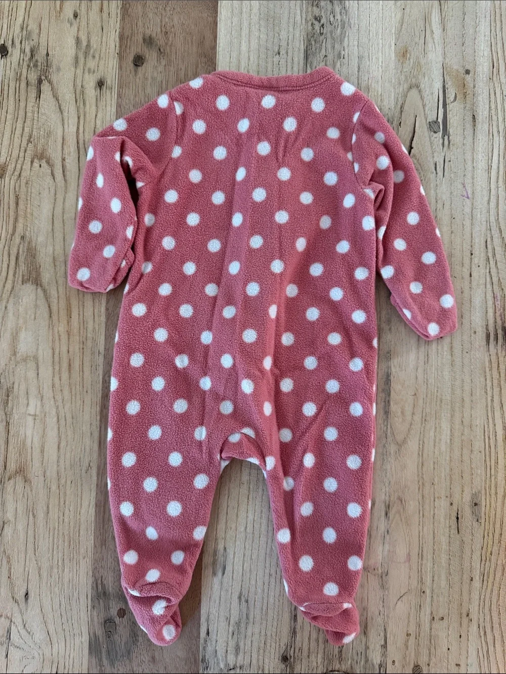 Old Navy Pink Polka Dot Fleece Footed One-Piece